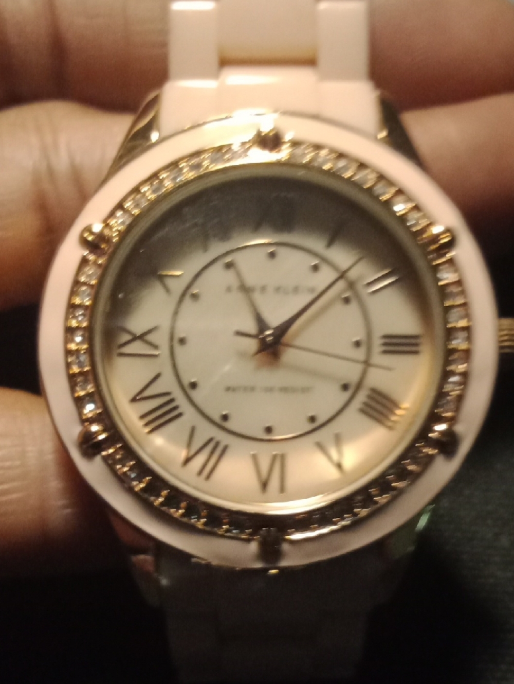 Anne Klein Rose Gold and Pink Crystal Bezel Women's Watch